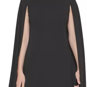 Calvin Klein Black Long Sleeve Cape Dress